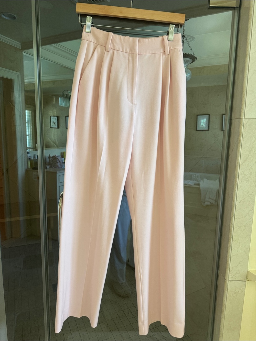 Favorite Daughter Soft Blush Wide-Leg Trousers